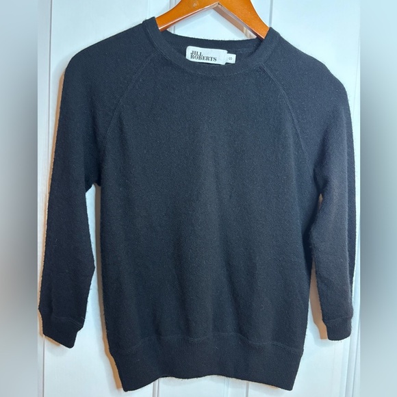EUC JILL ROBERTS black cashmere 3/4 sleeve sweatshirt size S